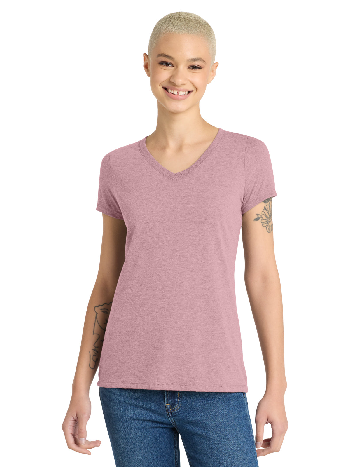 Women’s Perfect Tri V-Neck Tee - DM1350L - Heathered Lavender
