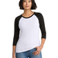 Women's Pocketless 3/4-Sleeve Raglan Tee - DM136L - Black/White