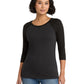 Women's Pocketless 3/4-Sleeve Raglan Tee - DM136L - Black/Black Frost