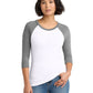 Women's Pocketless 3/4-Sleeve Raglan Tee - DM136L - Grey Frost/ White