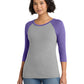 Women's Pocketless 3/4-Sleeve Raglan Tee - DM136L - Purple Frost/ Grey Frost