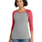 Women's Pocketless 3/4-Sleeve Raglan Tee - DM136L - Red Frost/ Grey Frost