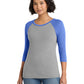 Women's Pocketless 3/4-Sleeve Raglan Tee - DM136L - Royal Frost/ Grey Frost