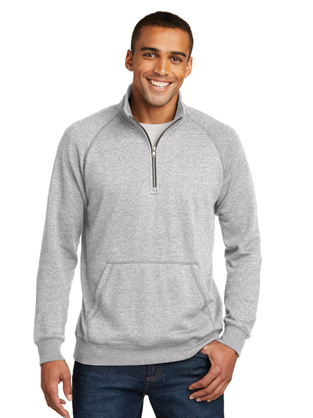Men's Lightweight Fleece 1/4-Zip Sweatshirt - DM392 - Grey Heather
