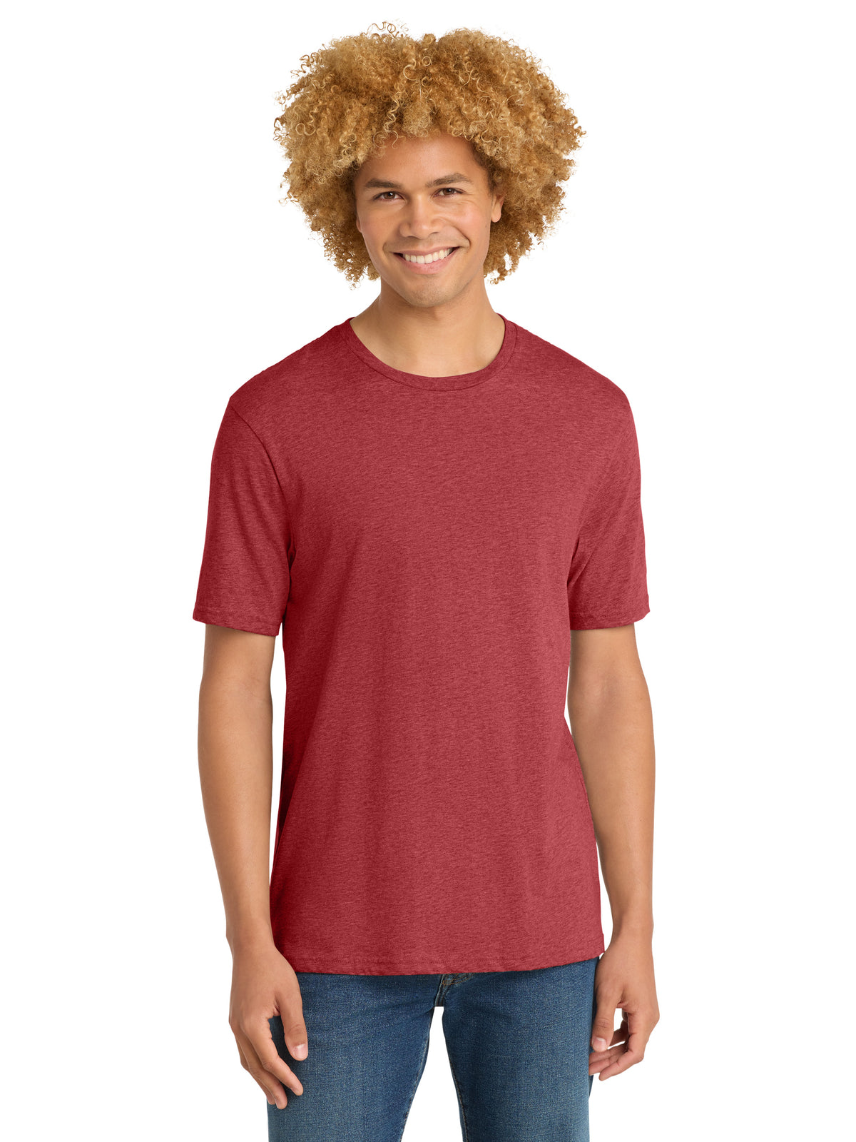Men's Pocketless Short Sleeve T-Shirt - DT104 - Heathered Red