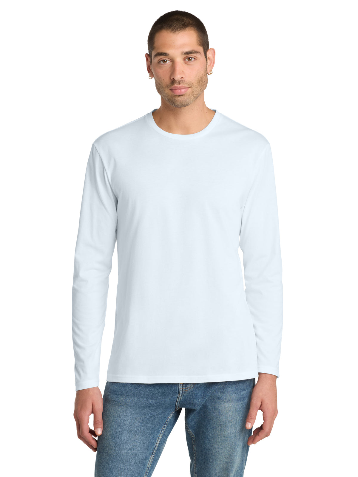 Men's Pocketless Long Sleeve T-Shirt - DT105 - Bright White