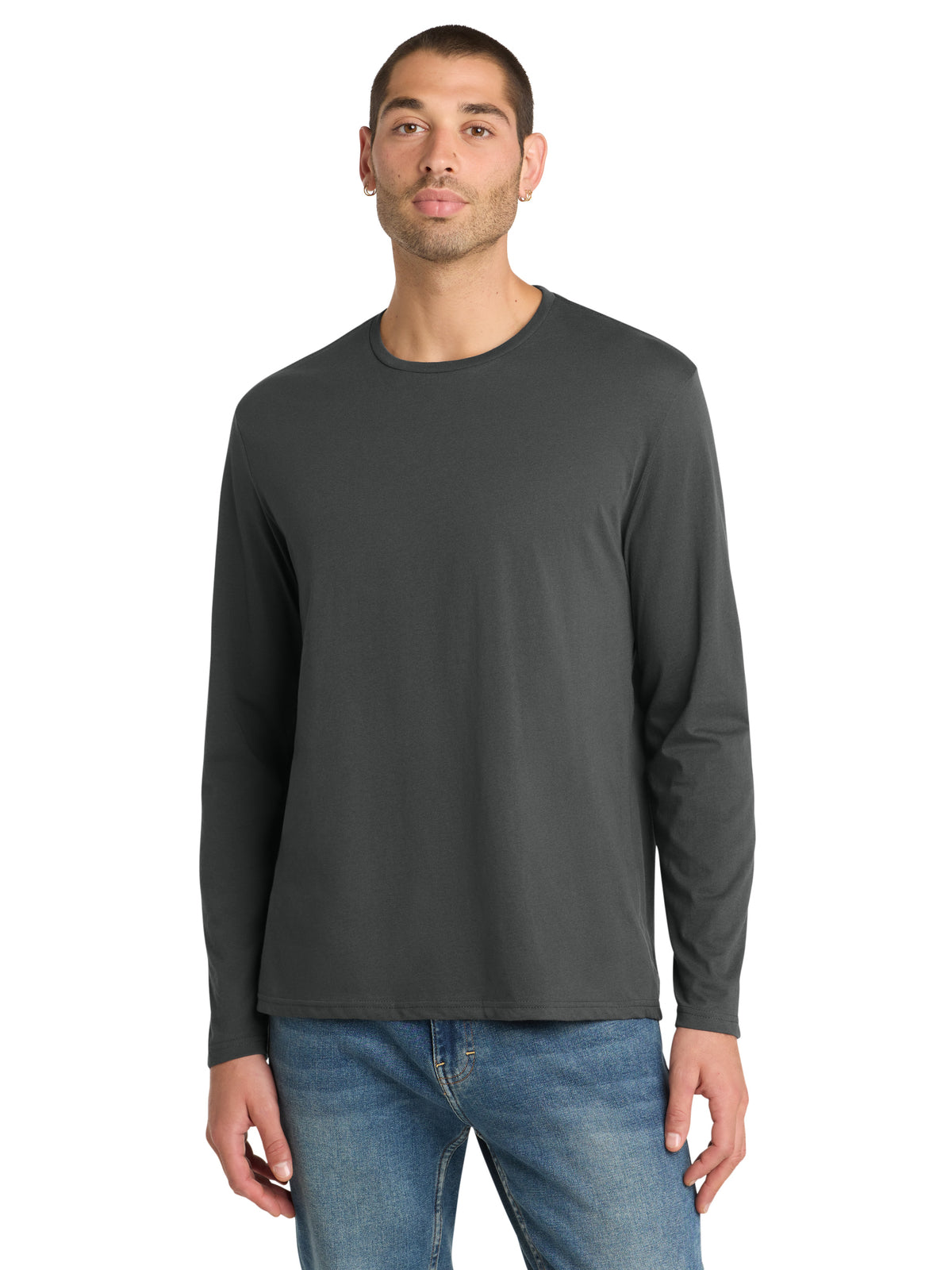 Men's Pocketless Long Sleeve T-Shirt - DT105 - Charcoal