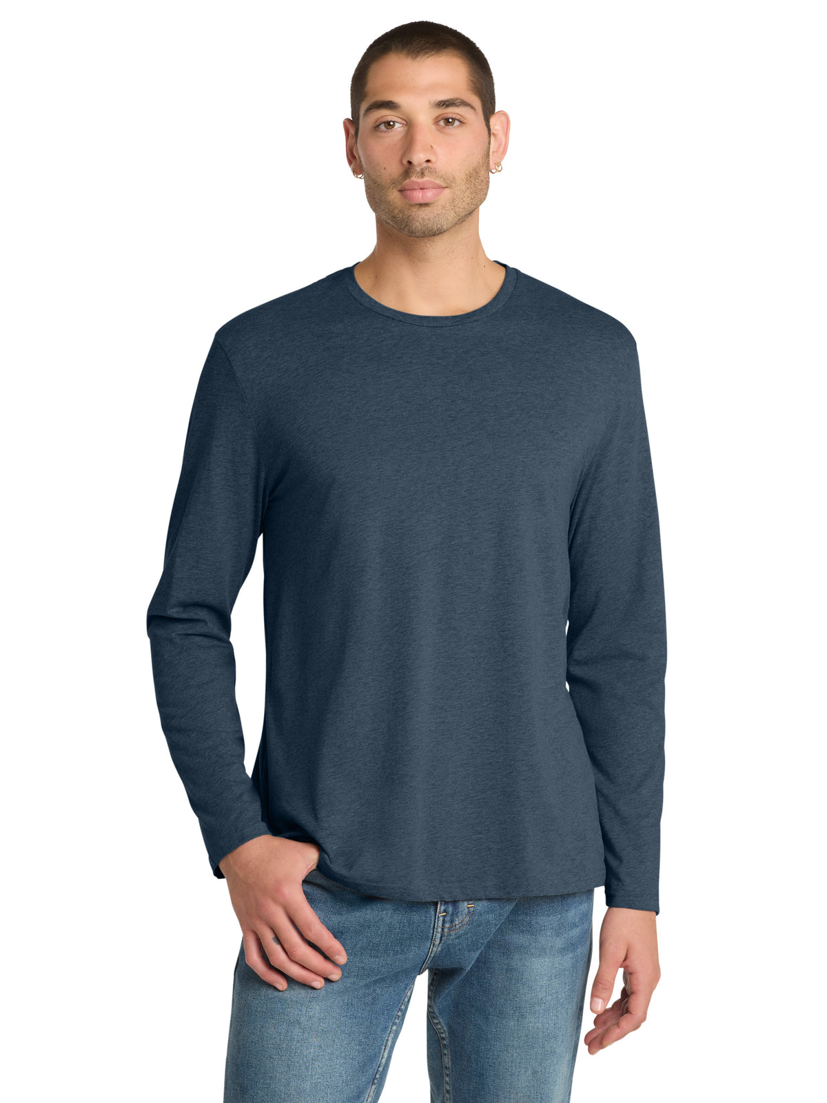 Men's Pocketless Long Sleeve T-Shirt - DT105 - Heathered Navy