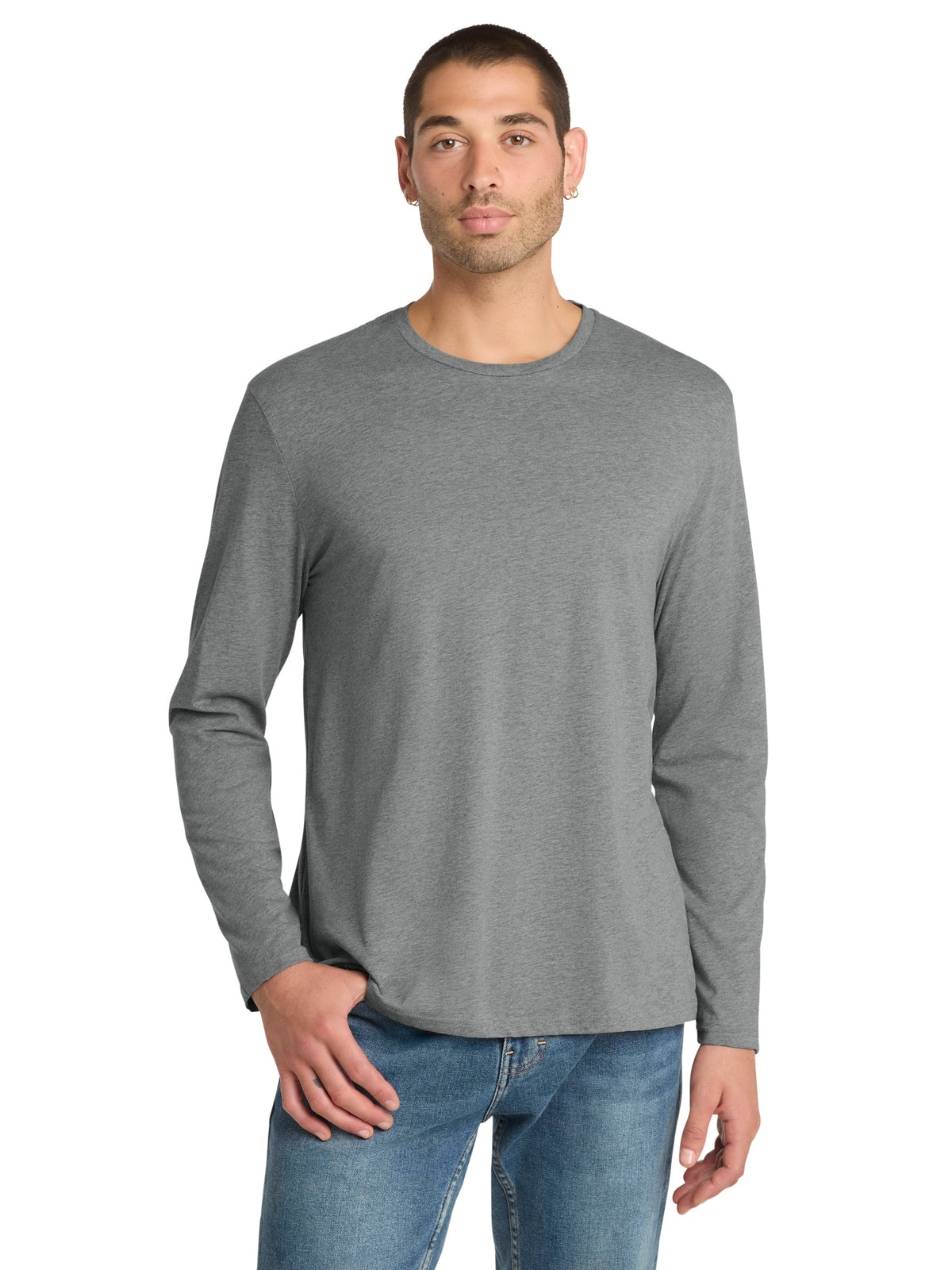 Men's Pocketless Long Sleeve T-Shirt - DT105 - Heathered Steel