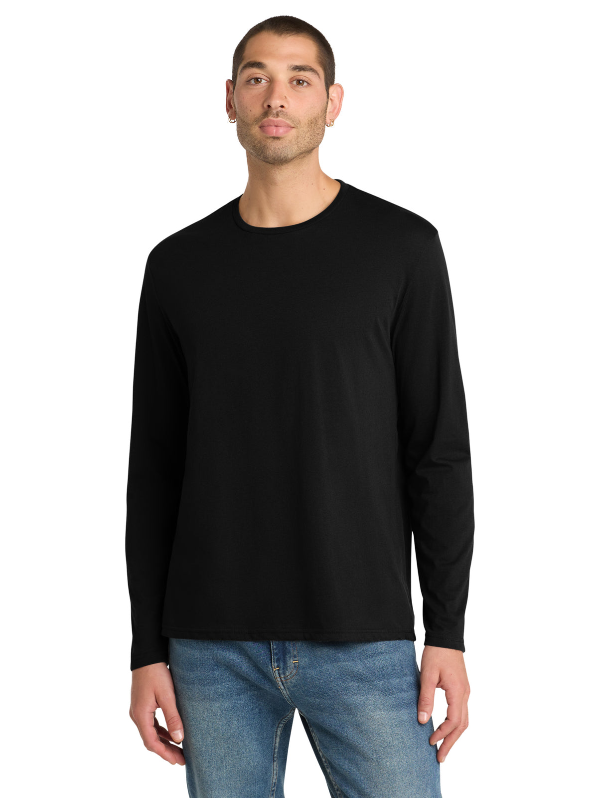 Men's Pocketless Long Sleeve T-Shirt - DT105 - Jet Black