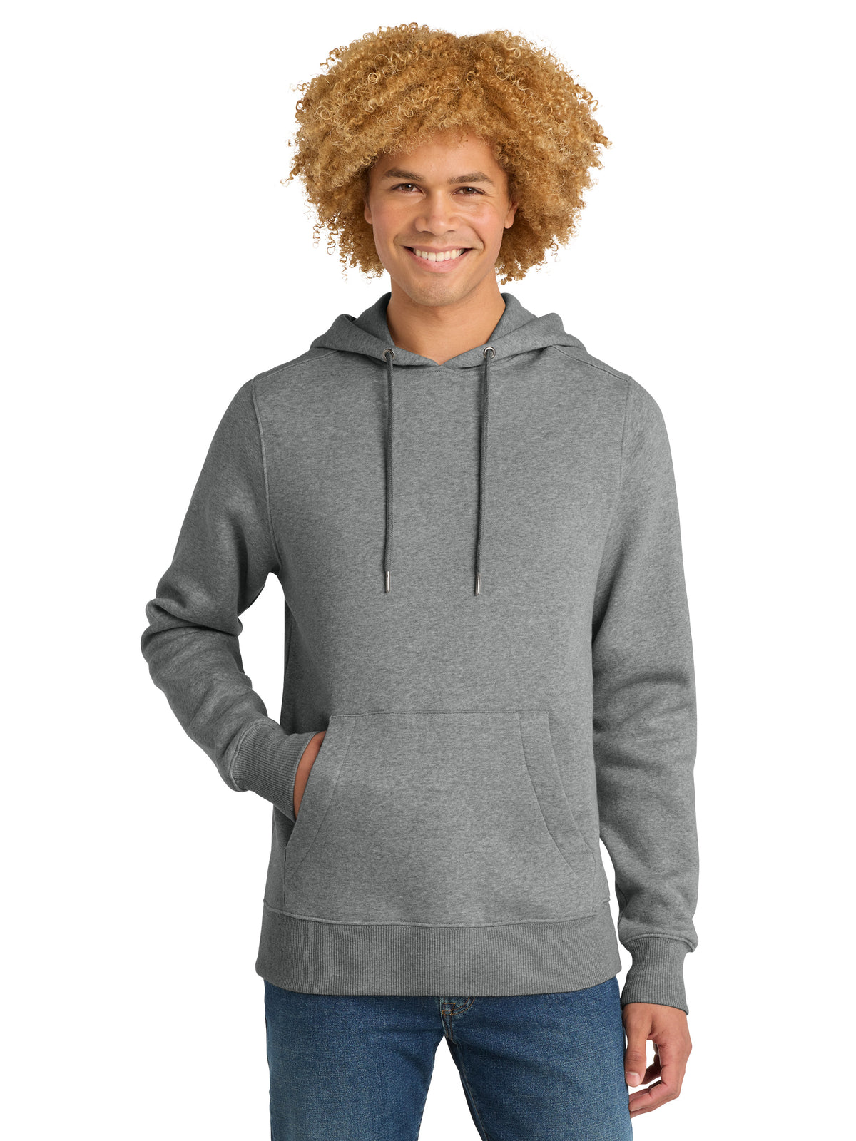 Men's 1-Pocket Perfect Weight Fleece Hoodie - DT1101 - Heathered Steel