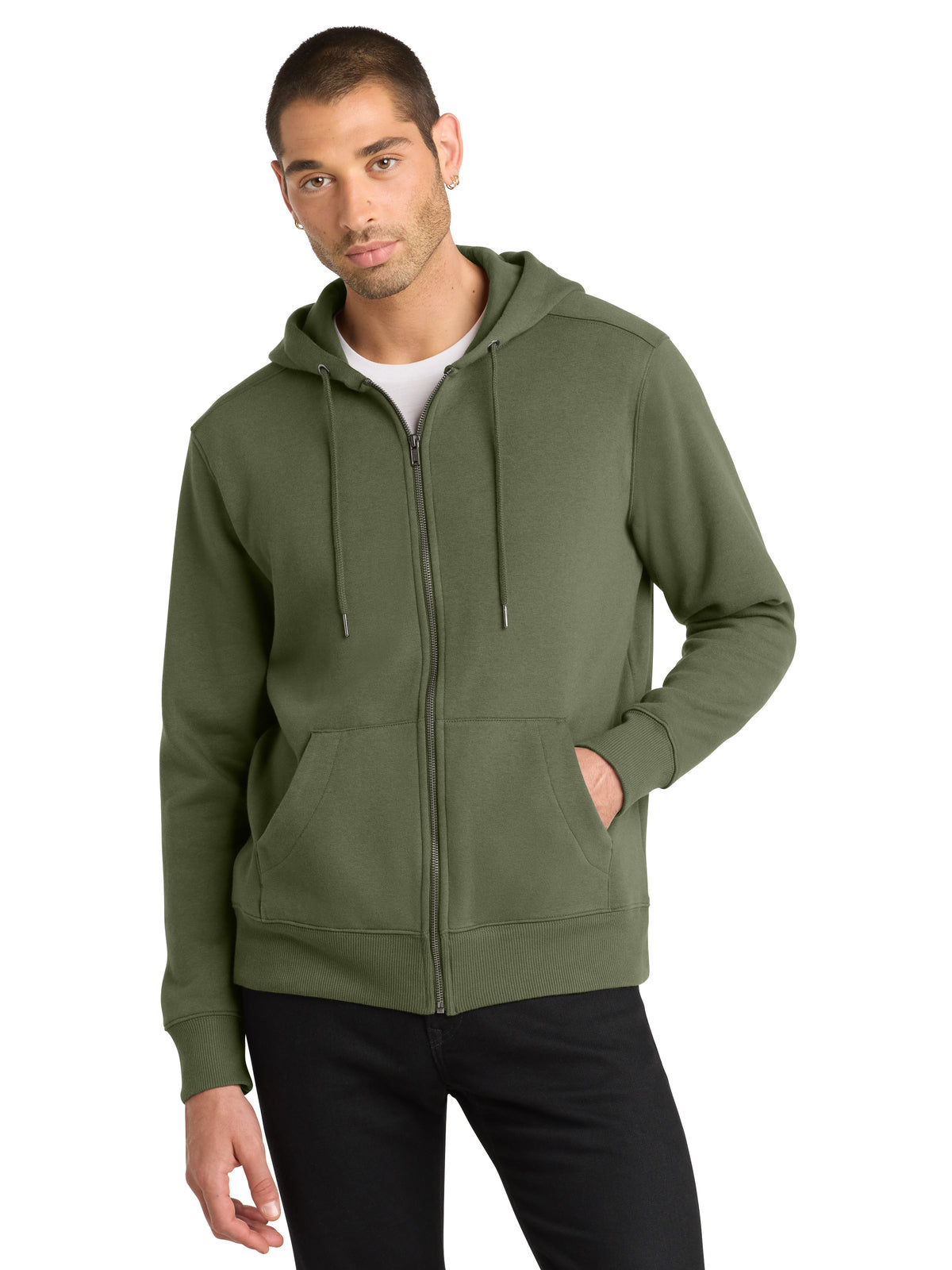 Men's Perfect Weight Fleece Full-Zip Hoodie - DT1103 - Military Green