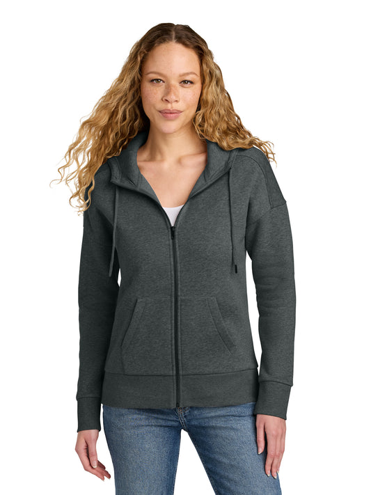 Women's Perfect Weight Fleece Drop Shoulder Full-Zip Hoodie - DT1104 - Heathered Charcoal