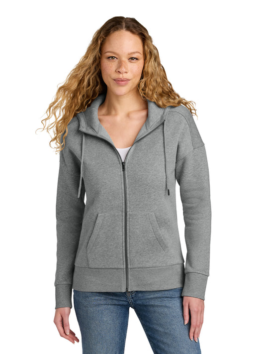 Women's Perfect Weight Fleece Drop Shoulder Full-Zip Hoodie - DT1104 - Heathered Steel