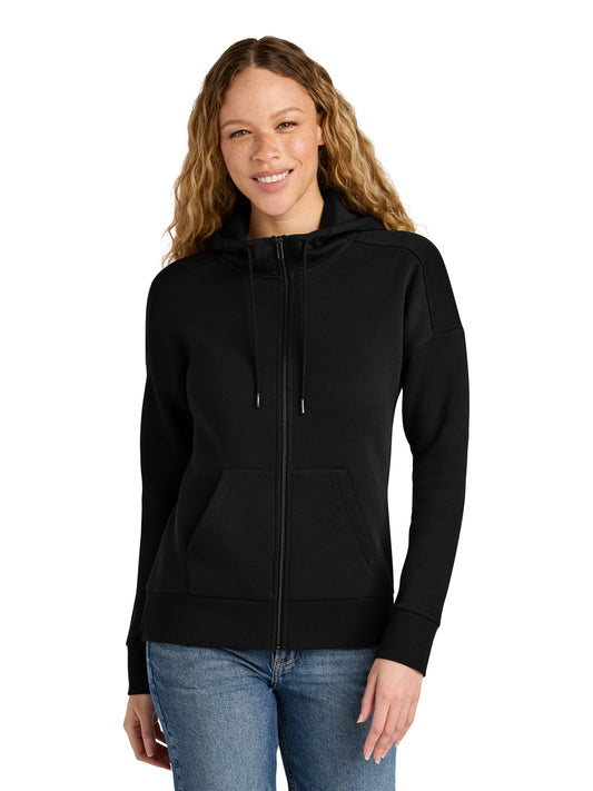 Women's Perfect Weight Fleece Drop Shoulder Full-Zip Hoodie - DT1104 - Jet Black