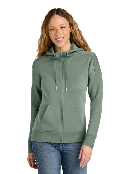 Women's Perfect Weight Fleece Drop Shoulder Full-Zip Hoodie - DT1104 - Laurel Green