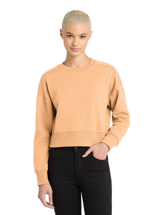 Women's Perfect Weight Fleece Cropped Crew Sweatshirt - DT1105 - Apricot