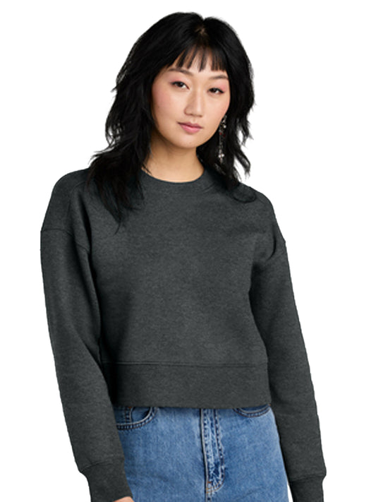 Women's Perfect Weight Fleece Cropped Crew Sweatshirt - DT1105 - Heathered Charcoal