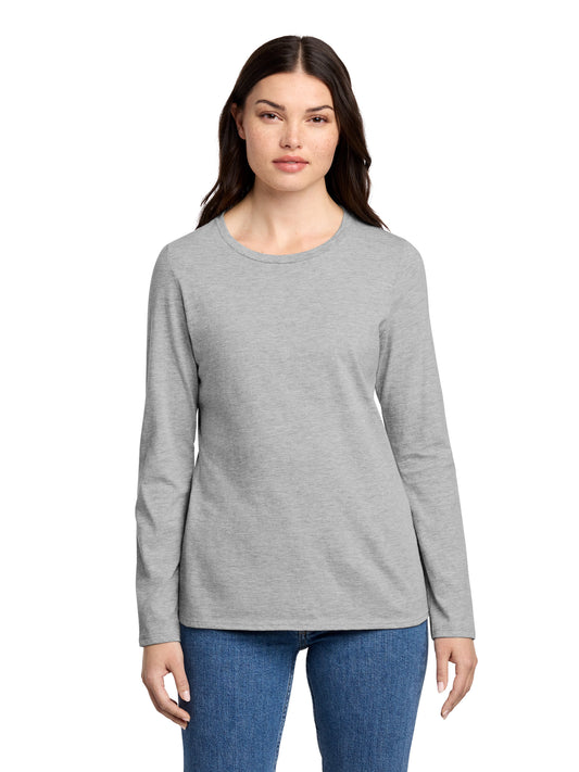 Women's Pocketless Long Sleeve Tee - DT110 - Light Heather Grey