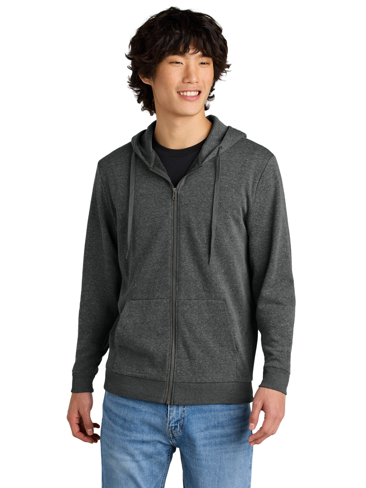 Men's Perfect Tri Fleece Full-Zip Hoodie - DT1302 - Heathered Charcoal