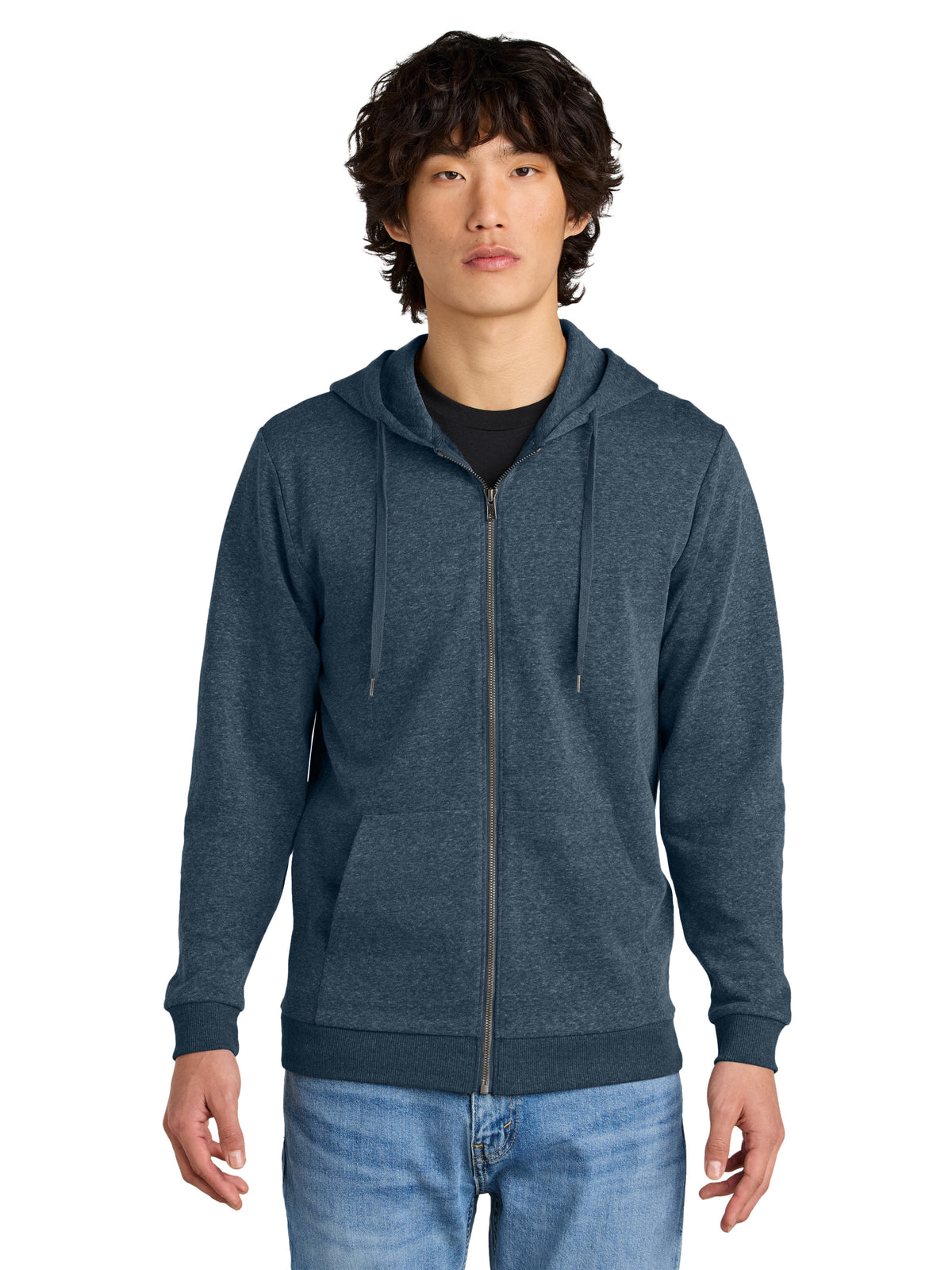 Men's Perfect Tri Fleece Full-Zip Hoodie - DT1302 - Navy Frost