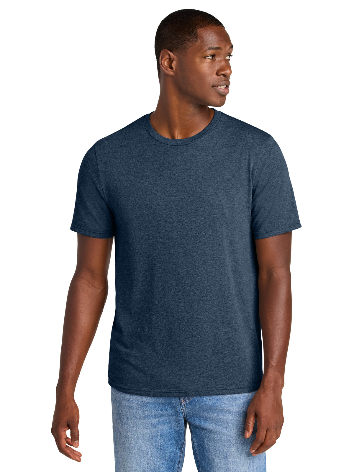 Men's Pocketless Perfect Weight CVC Tee - DT184 - Heathered Navy