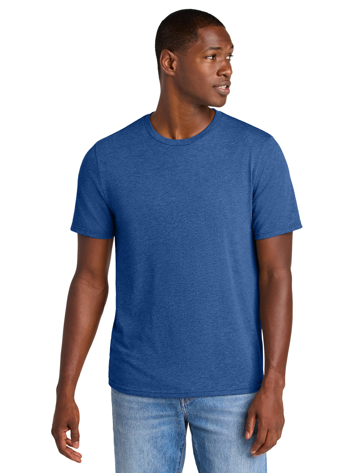 Men's Pocketless Perfect Weight CVC Tee - DT184 - Heathered Deep Royal