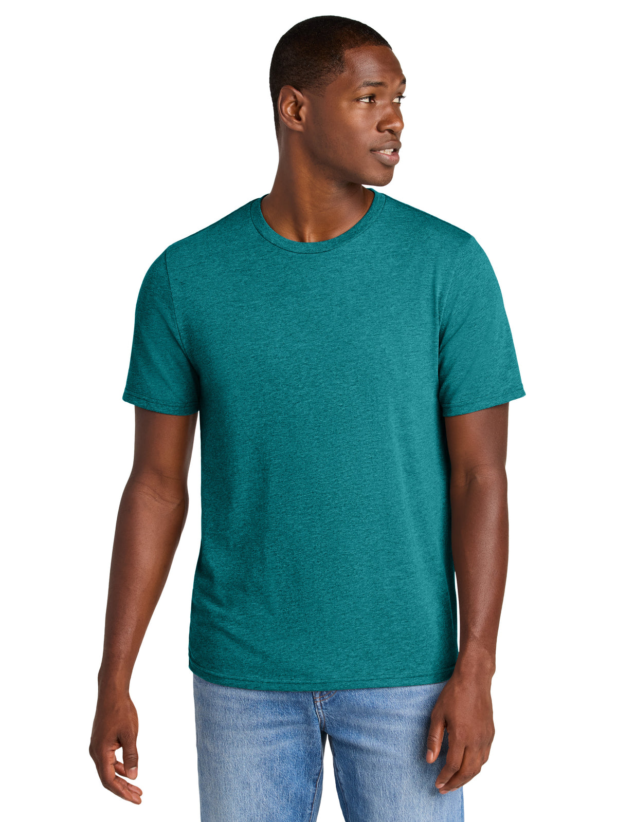 Men's Pocketless Perfect Weight CVC Tee - DT184 - Heathered Teal