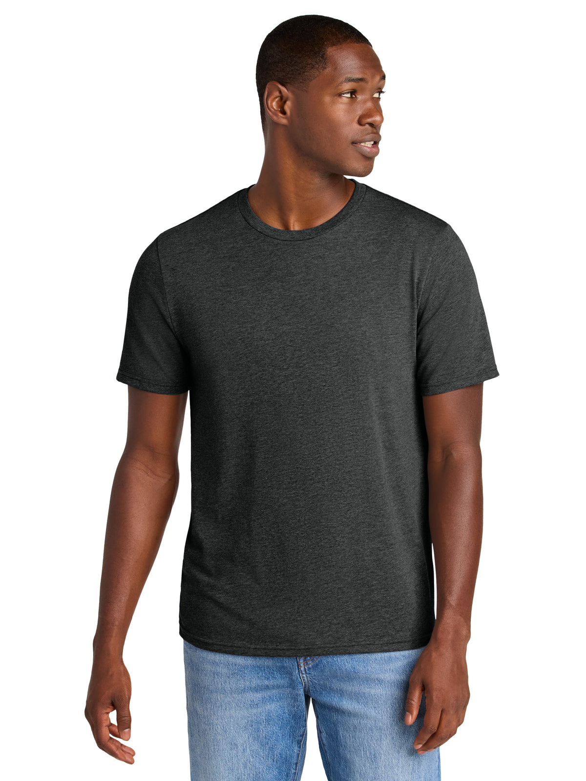 Men's Pocketless Perfect Weight CVC Tee - DT184 - Jet Black Heather