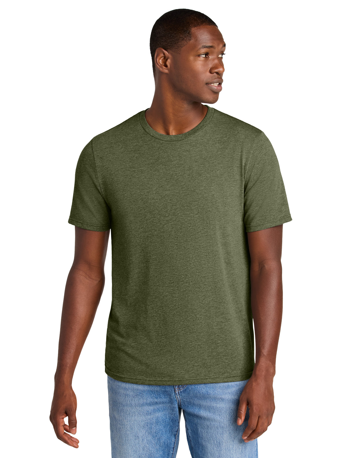 Men's Pocketless Perfect Weight CVC Tee - DT184 - Military Green Heather