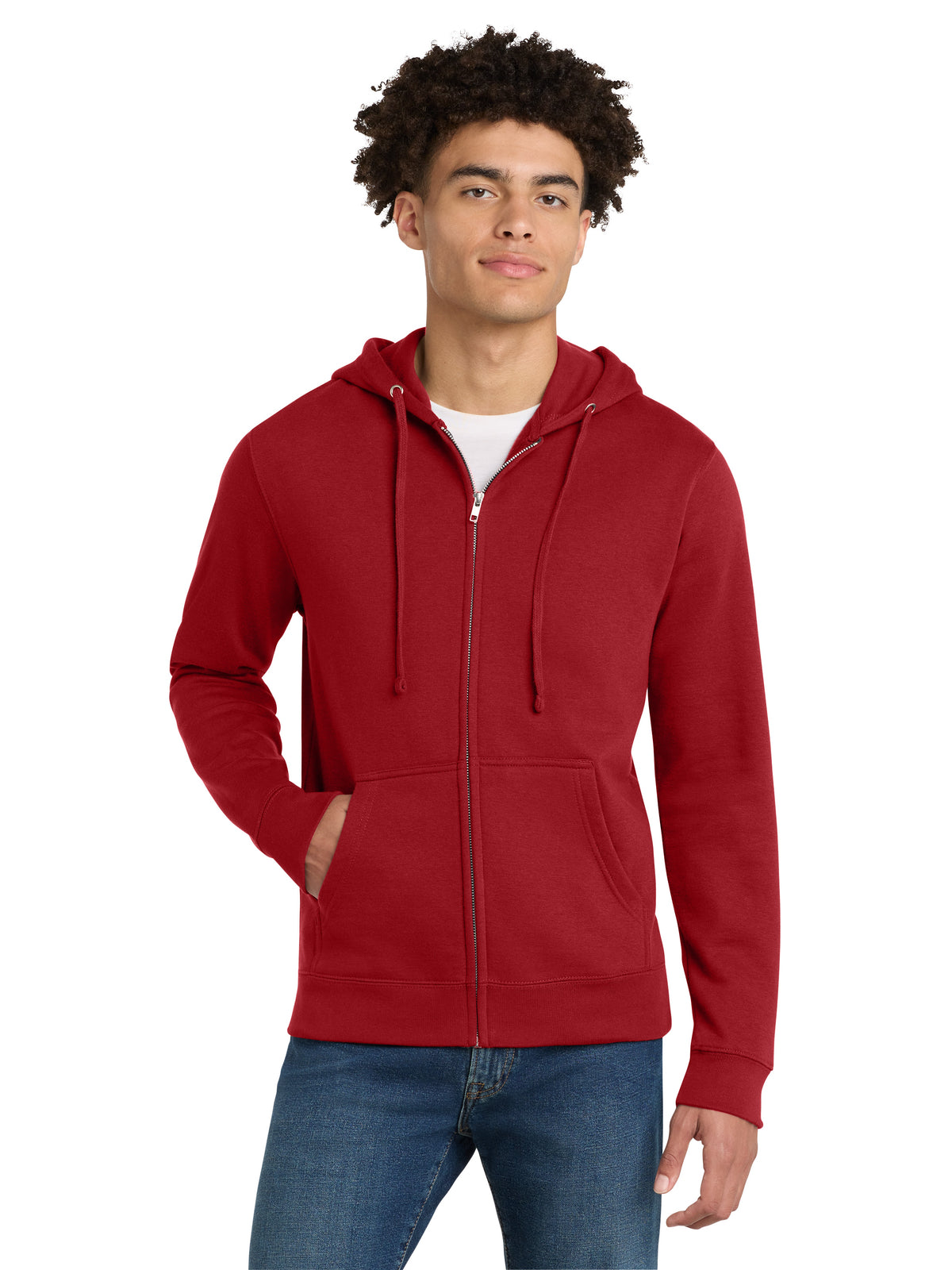 Men's V.I.T. Fleece Full-Zip Hoodie - DT6102 - Classic Red