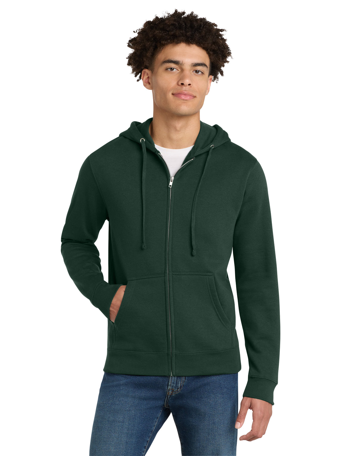 Men's V.I.T. Fleece Full-Zip Hoodie - DT6102 - Forest Green