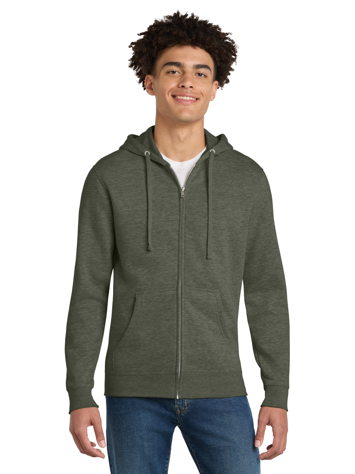 Men's V.I.T. Fleece Full-Zip Hoodie - DT6102 - Heathered Olive