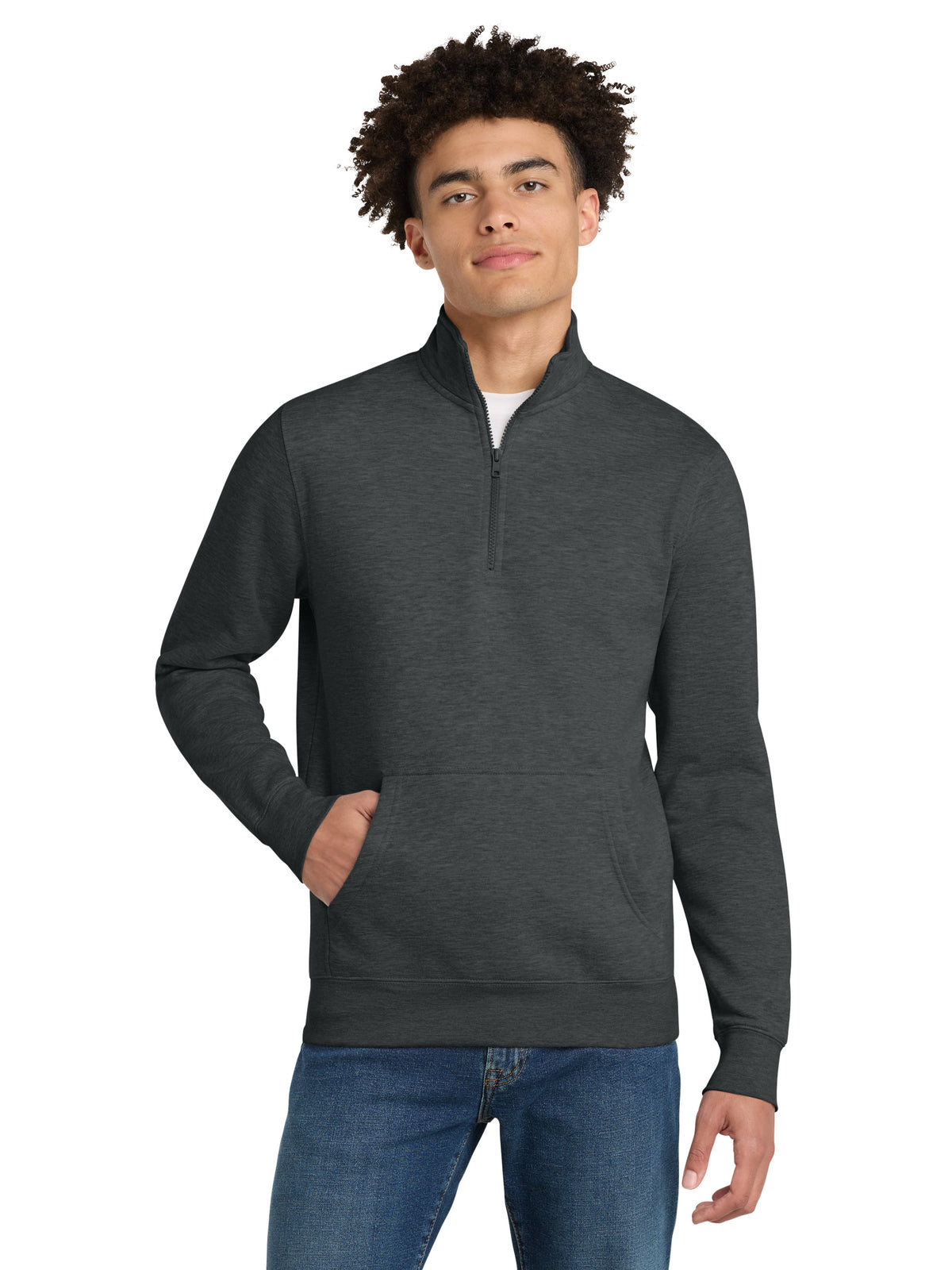 Men's 1/4-Zip Sweatshirt - DT6106 - Heathered Charcoal