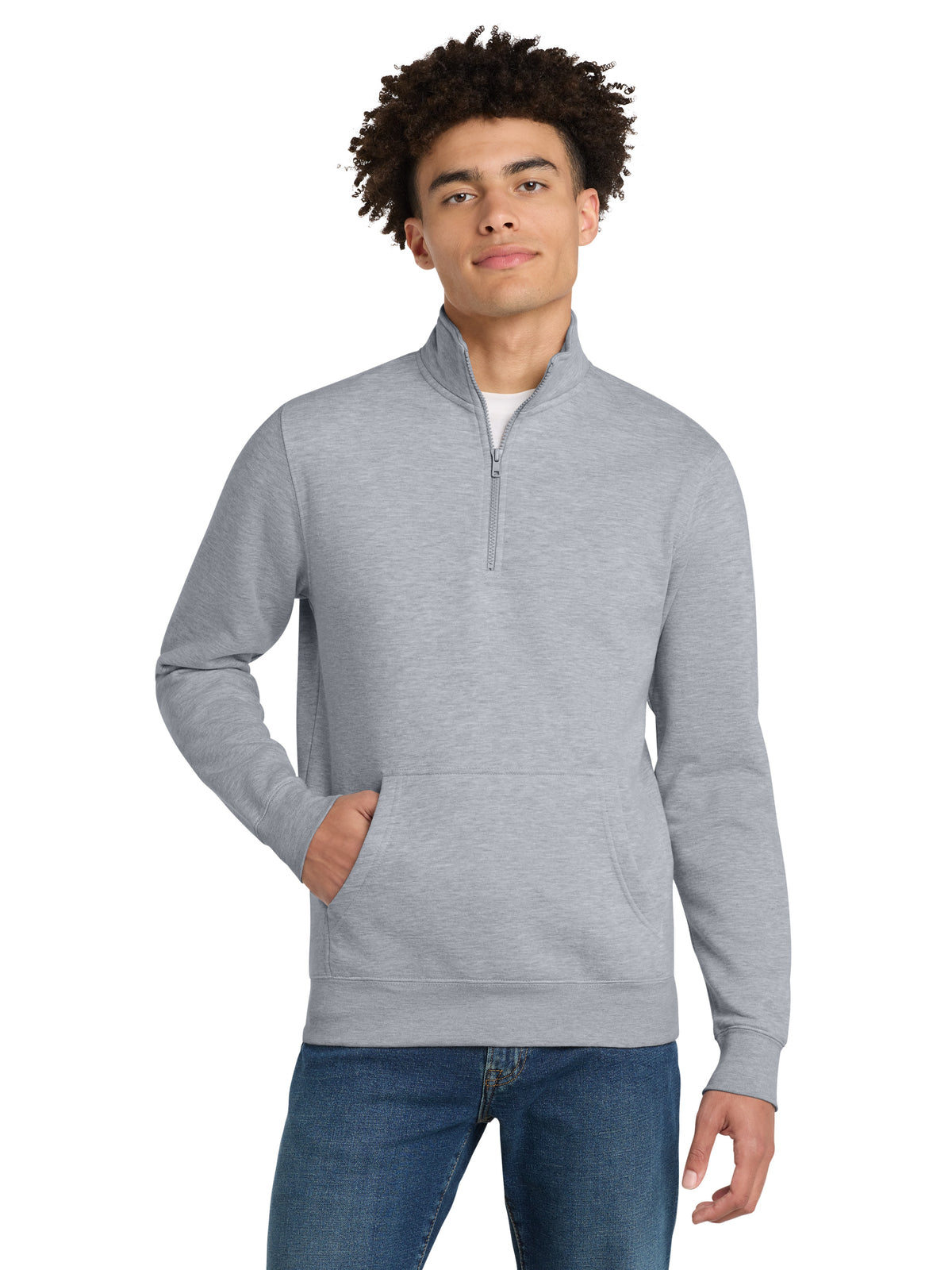 Men's 1/4-Zip Sweatshirt - DT6106 - Light Heather Grey
