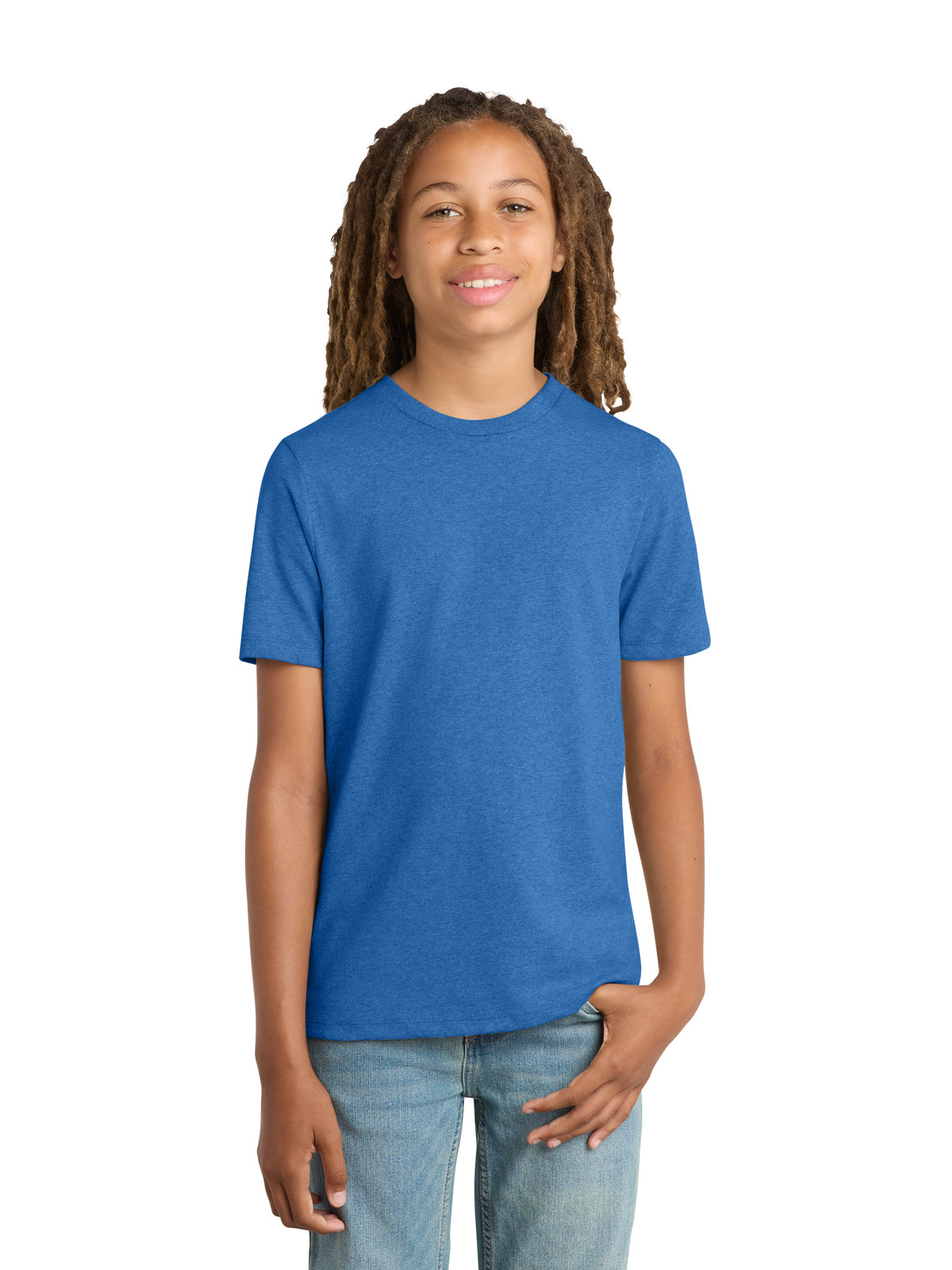 Youth Pocketless Short Sleeve Re-T-Shirt - DT8000Y - Blue Heather