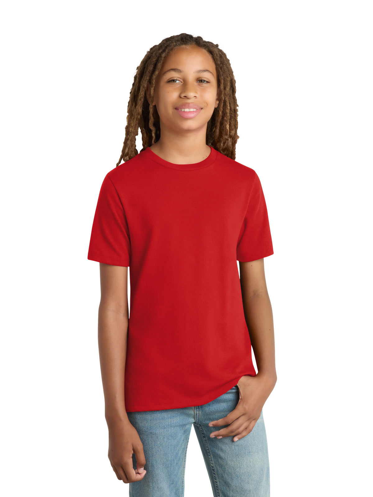 Youth Pocketless Short Sleeve Re-T-Shirt - DT8000Y - Ruby Red