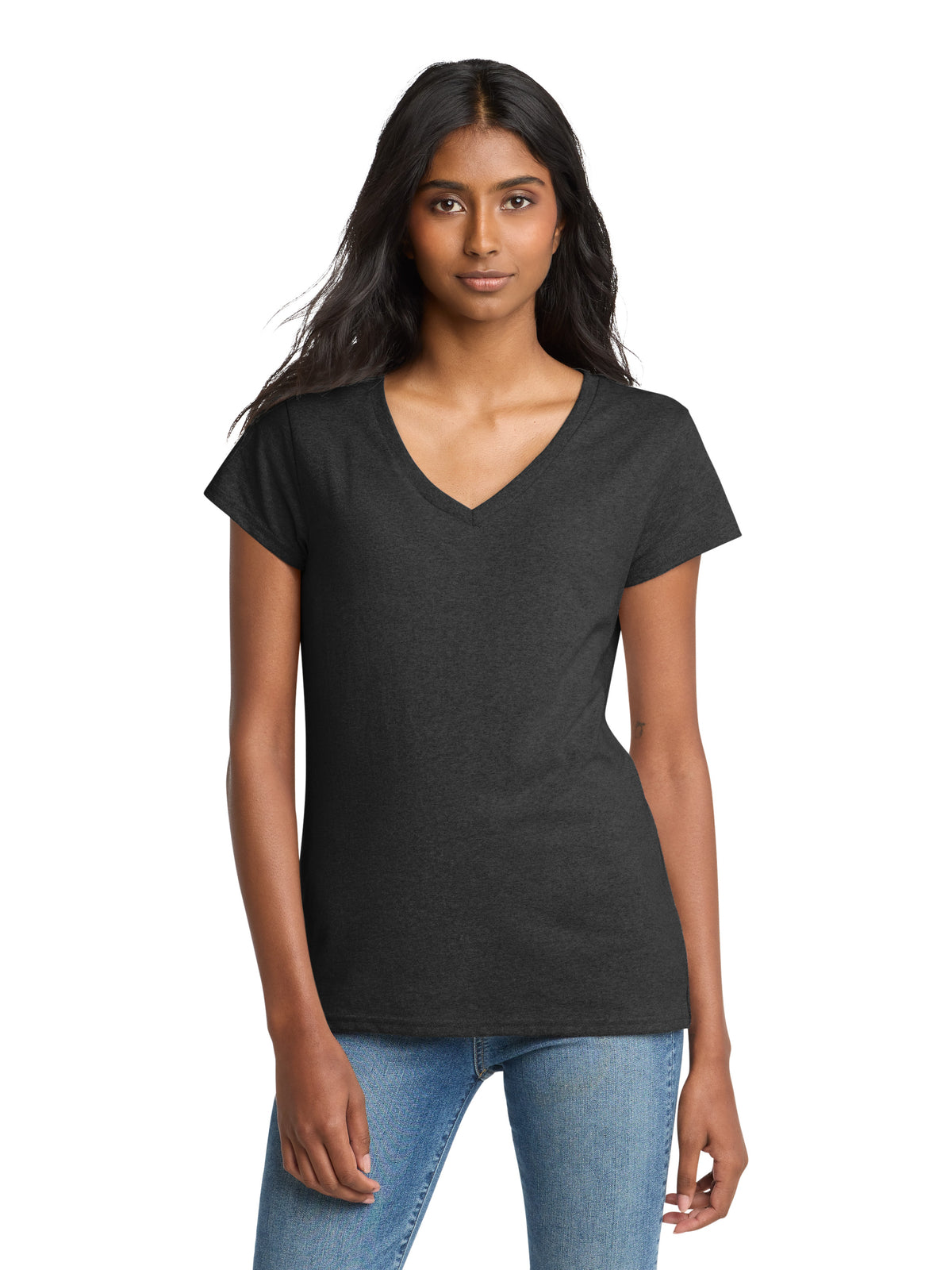 Women's Pocketless V-Neck Re-T-Shirt - DT8001 - Charcoal Heather