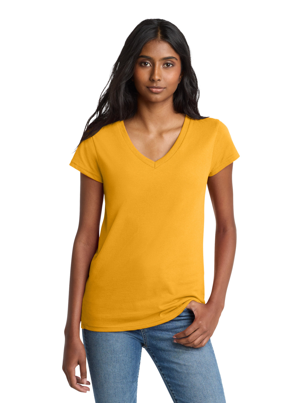 Women's Pocketless V-Neck Re-T-Shirt - DT8001 - Maize Yellow