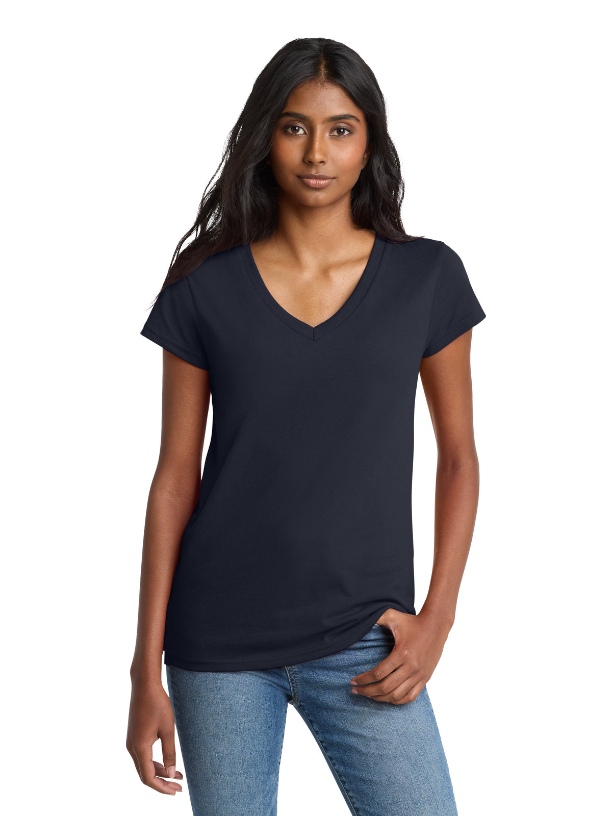 Women's Pocketless V-Neck Re-T-Shirt - DT8001 - True Navy