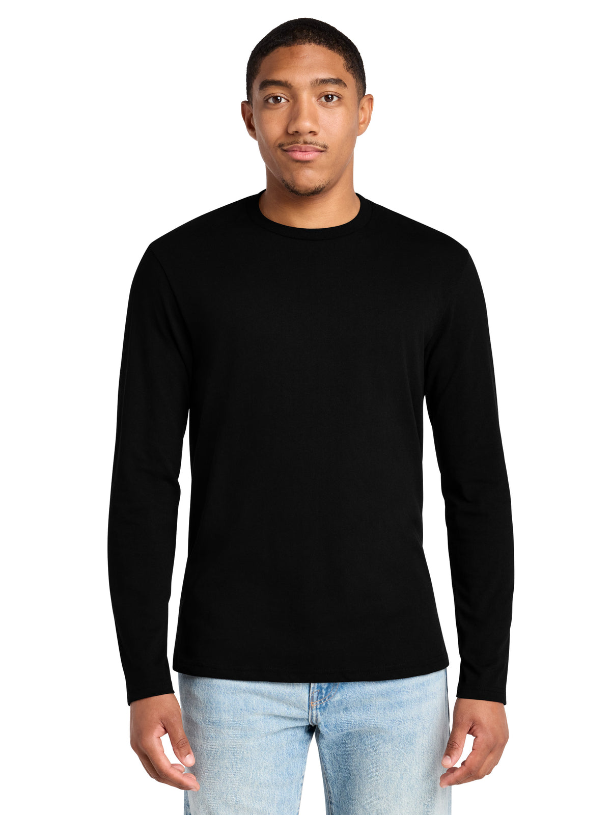 Men's Pocketless Long Sleeve Re-T-Shirt - DT8003 - Black