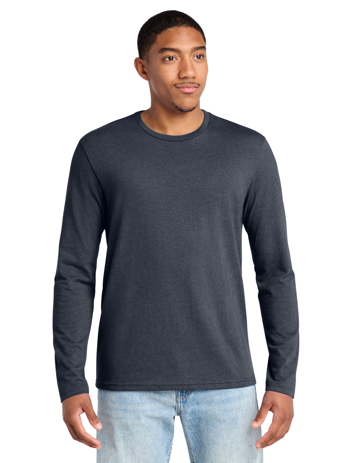 Men's Pocketless Long Sleeve Re-T-Shirt - DT8003 - Heathered Navy