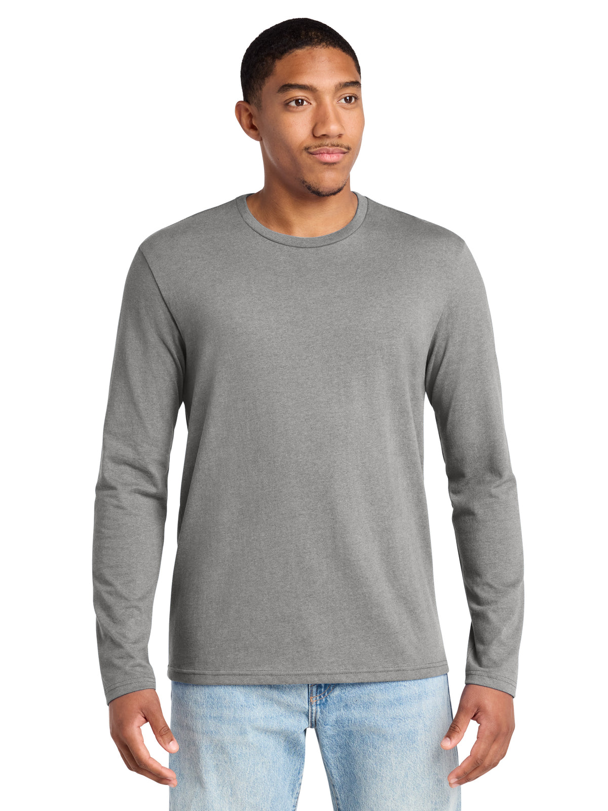 Men's Pocketless Long Sleeve Re-T-Shirt - DT8003 - Light Heather Grey