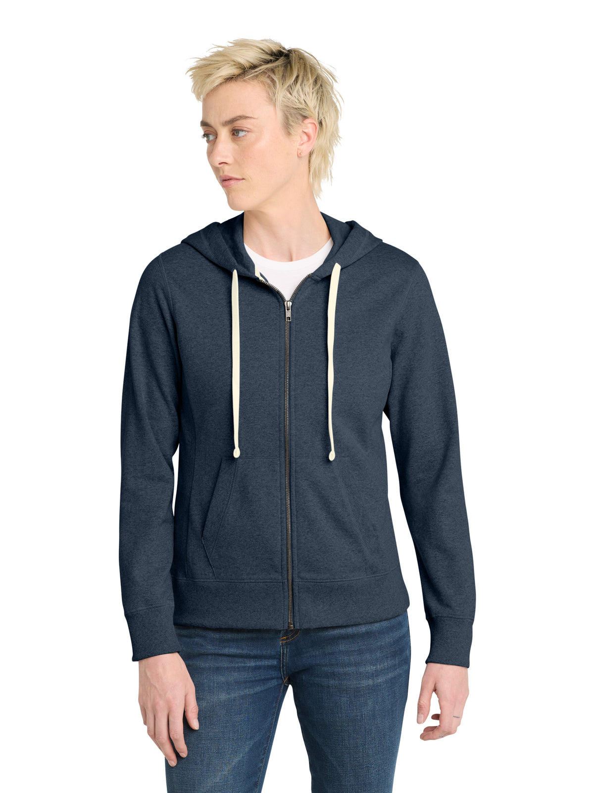 Women's Re-Fleece Full-Zip Hoodie - DT8103 - Heathered Navy