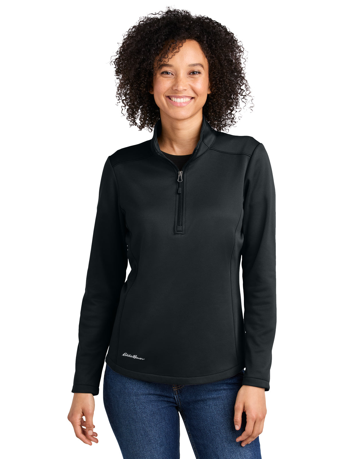 Women's Pocketless Mid Layer 1/2-Zip Sweatshirt - EB2370 - Black