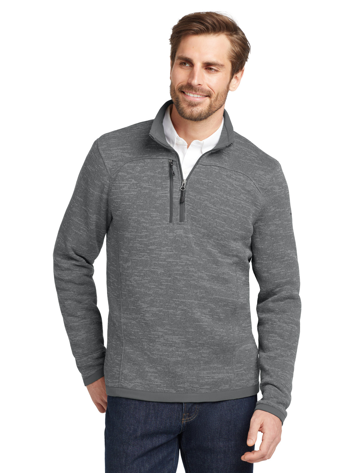 Men's One-Pocket Fleece 1/4-Zip Sweatshirt - EB254 - Dark Grey Heather