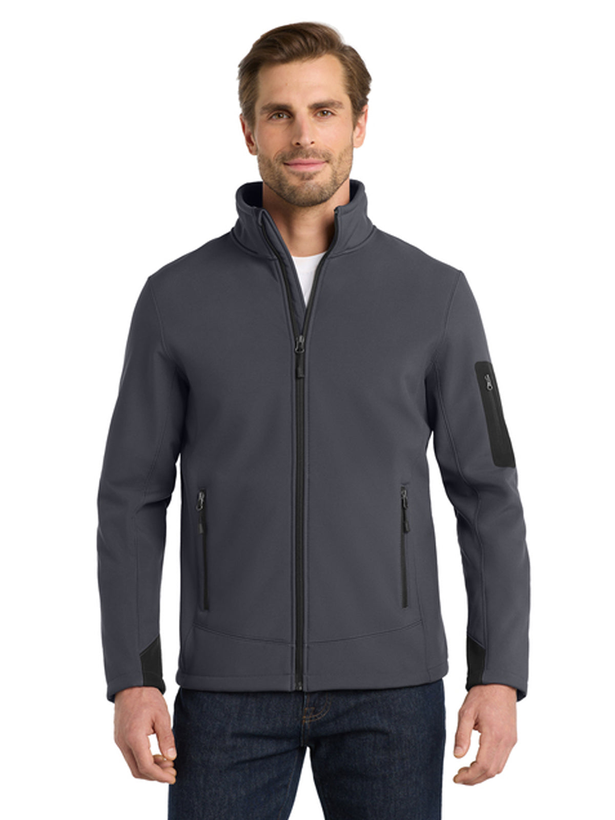 Men's Three-Pocket Rugged Ripstop Soft Shell Jacket - EB534 - Grey Steel