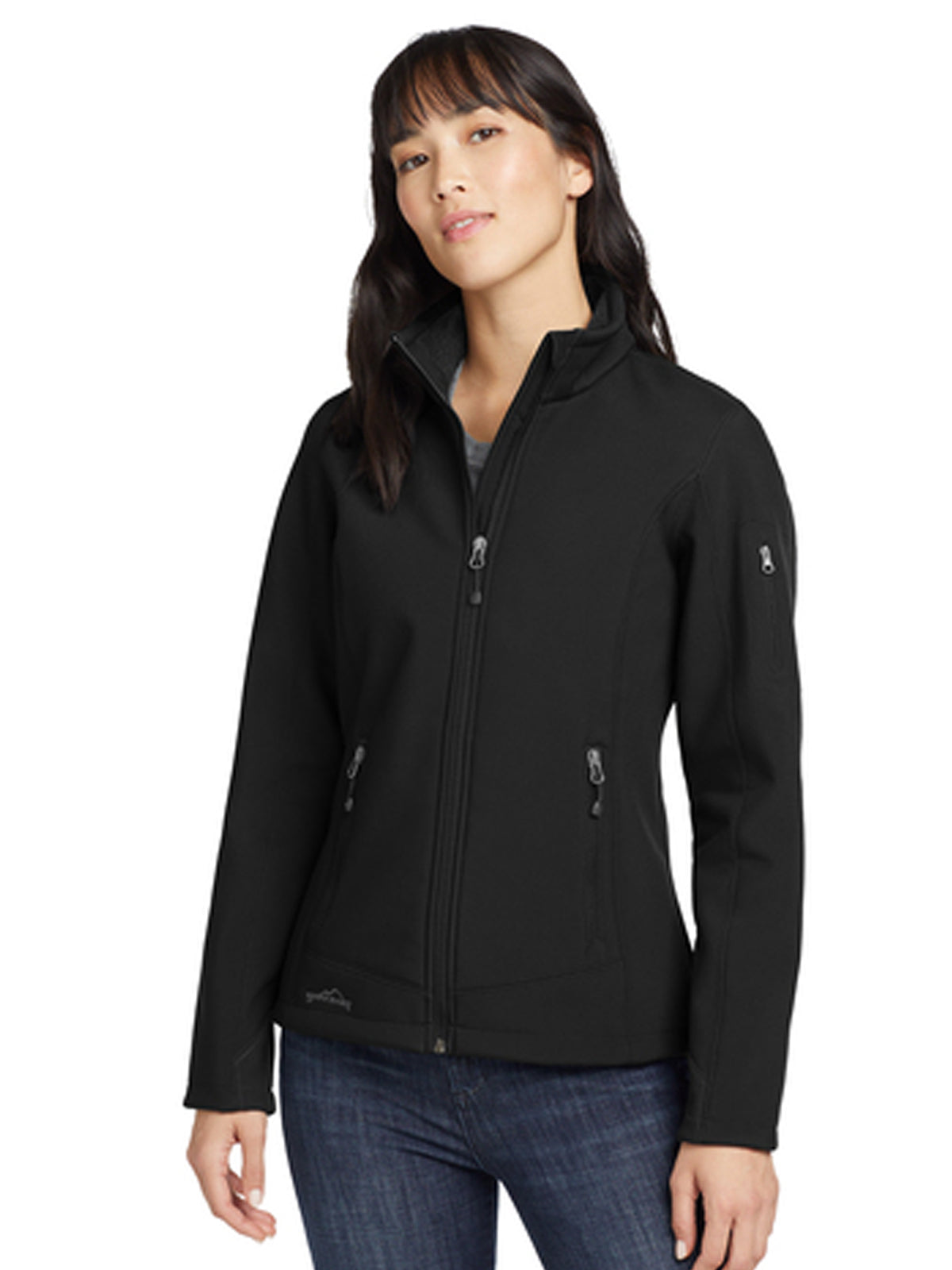 Women's 4-Pocket Rugged Ripstop Soft Shell Jacket - EB535 - Black