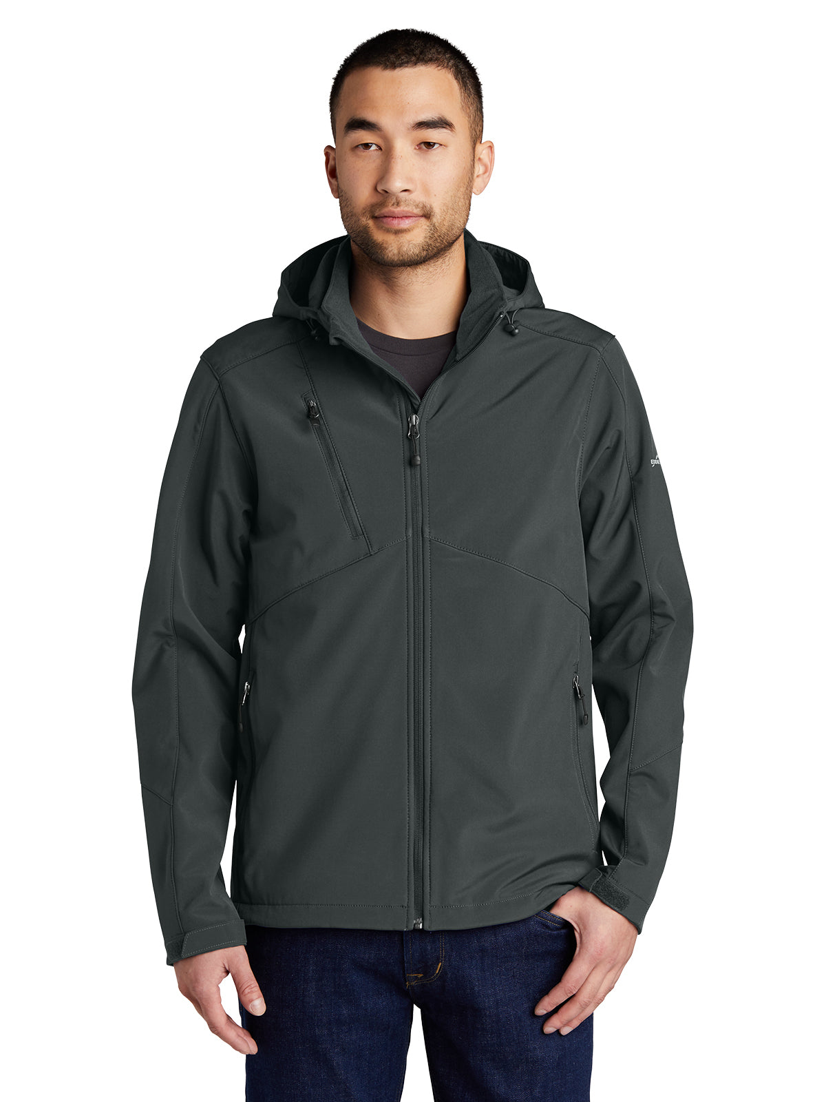 Men's Hooded Soft Shell Parka - EB536 - Grey Steel