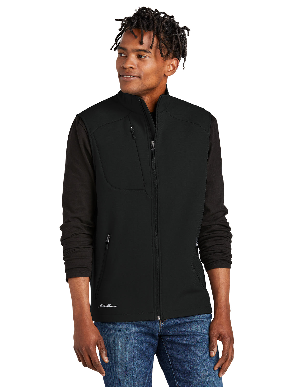 Men's Stretch Soft Shell Vest - EB546 - Deep Black